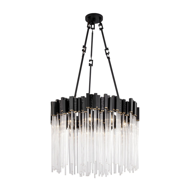 Matrix 9-Light 25" Pendant in Matte Black/French Gold