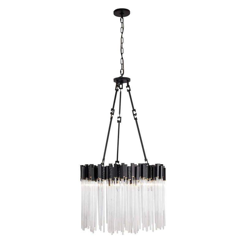 Matrix 9-Light 25" Pendant in Matte Black/French Gold