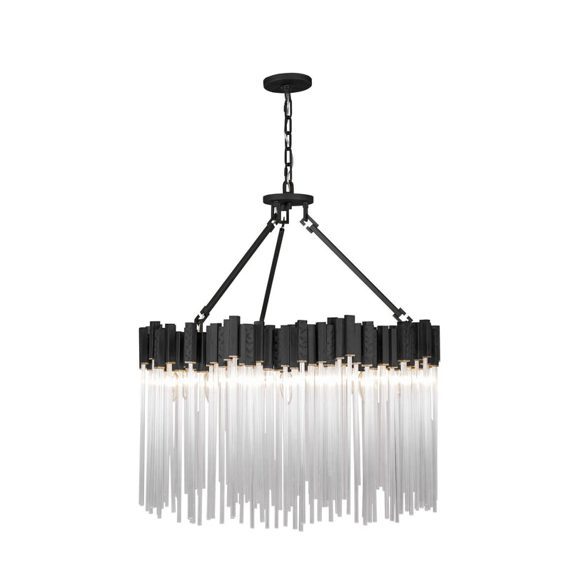 Matrix 10-Light 30" Pendant in Matte Black/French Gold
