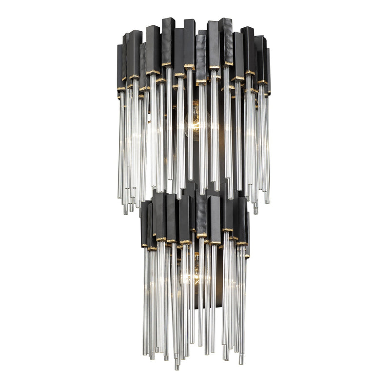 Matrix 2-Light 24.25" 2-Tier Wall Sconce in Matte Black/French Gold