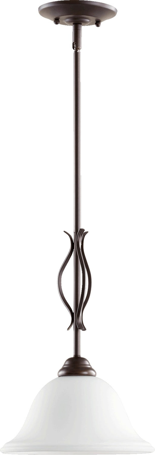 Spencer Mini Pendant with Satin Opal Glass in Oiled Bronze