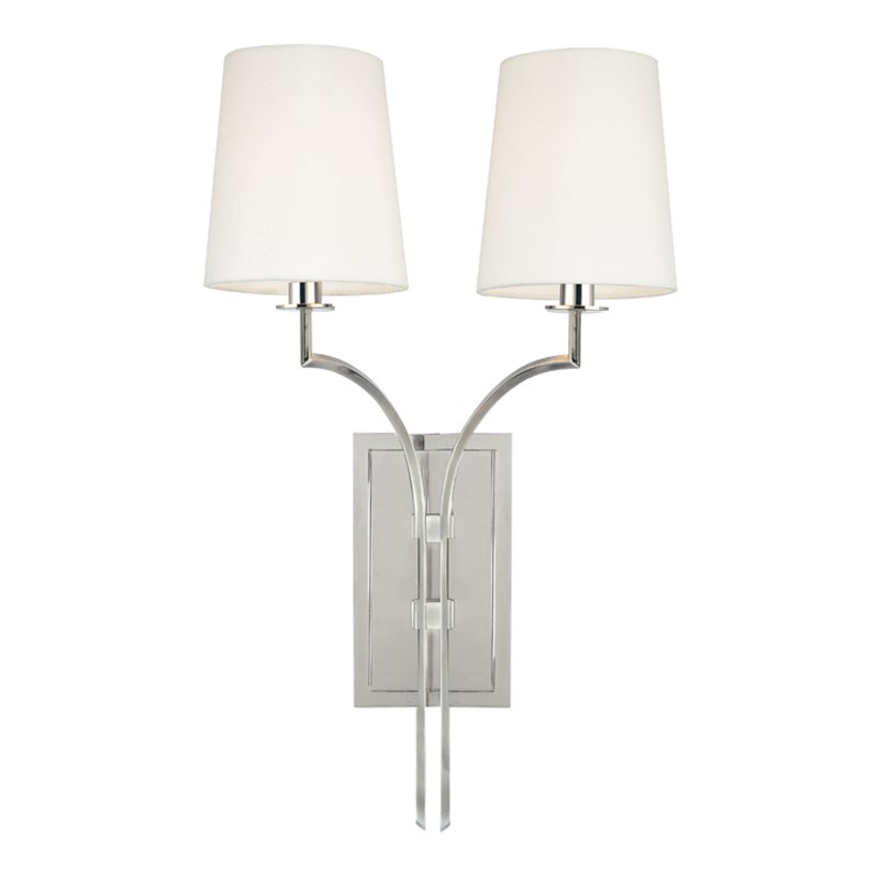 Glenford 2-Light Wall Sconce in Polished Nickel