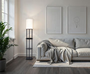 Charging Station Shelf Floor Lamp in Black