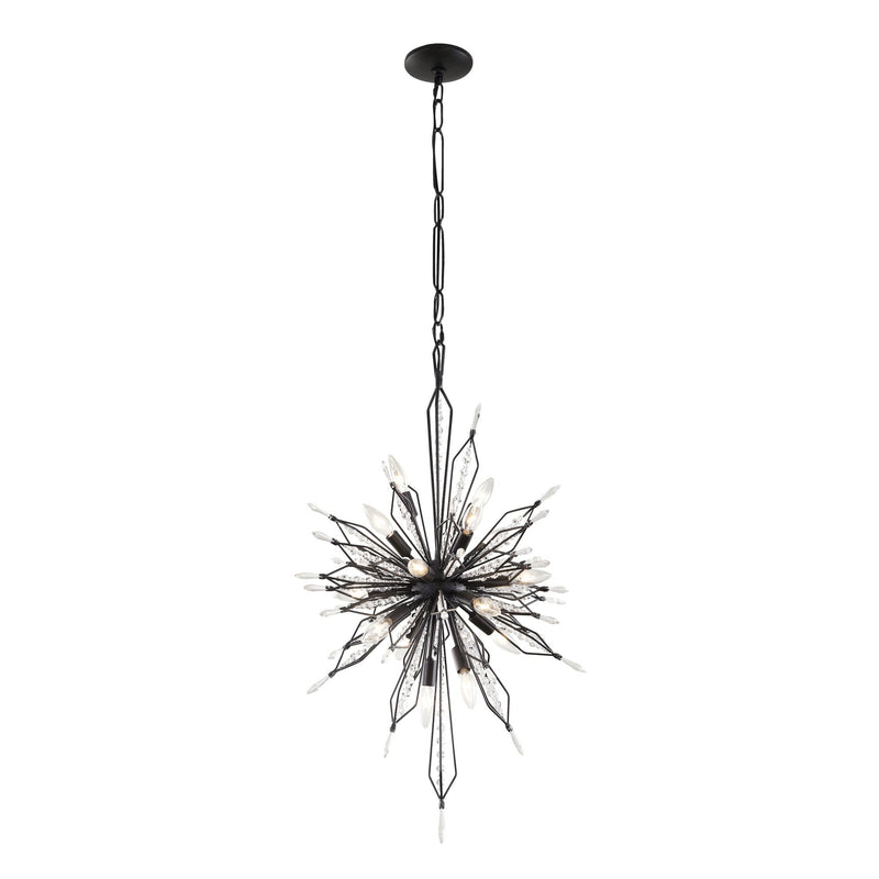 Orbital 16-Light 20" Foyer Chandelier in Carbon