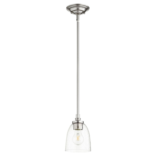 Rossington Mini Pendant with Clear Seeded Glass in Satin Nickel