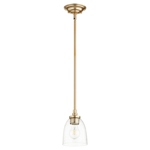 Rossington Mini Pendant with Clear Seeded Glass in Aged Brass