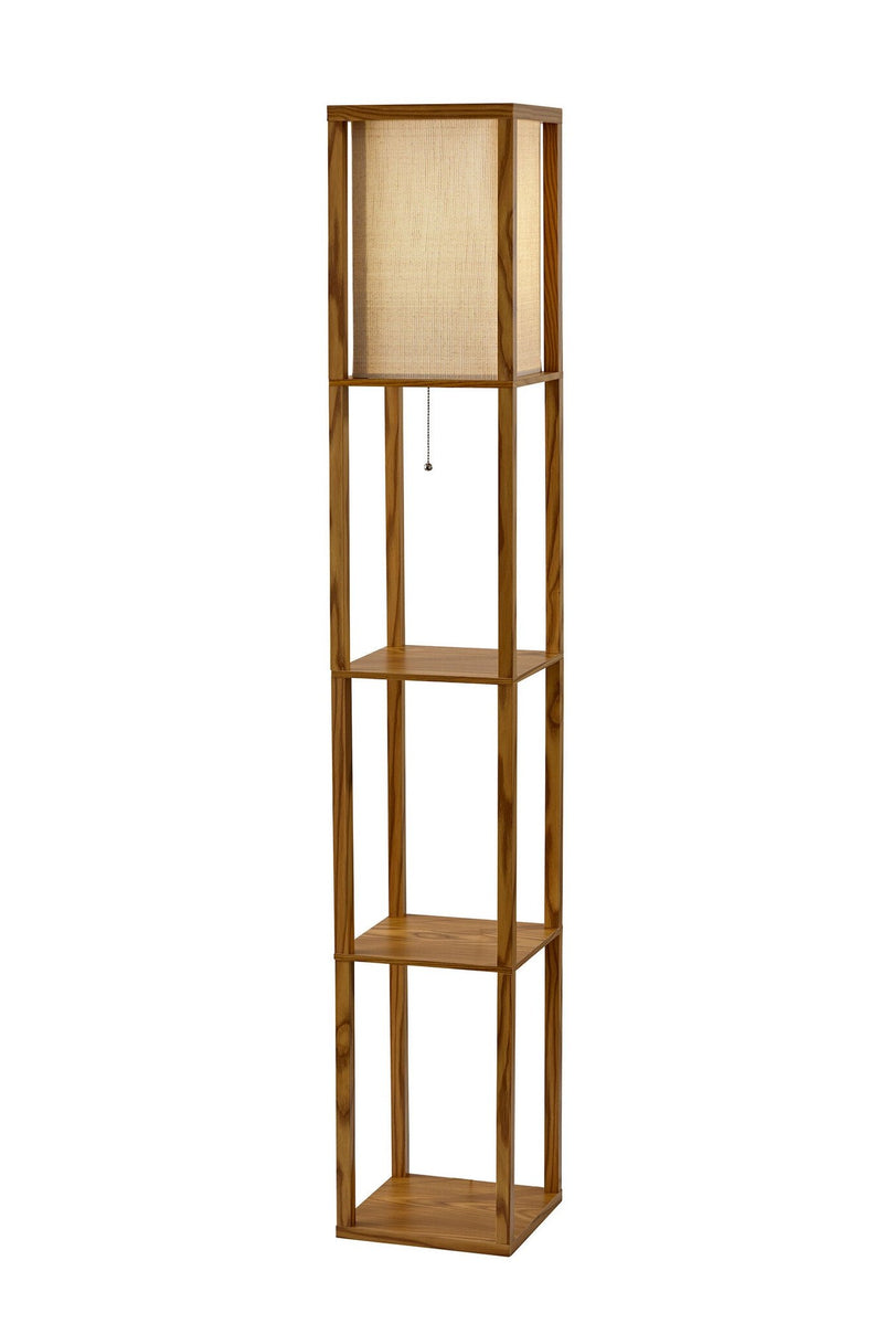 Wright Shelf Floor Lamp in Natural Wood Veneer On Mdf