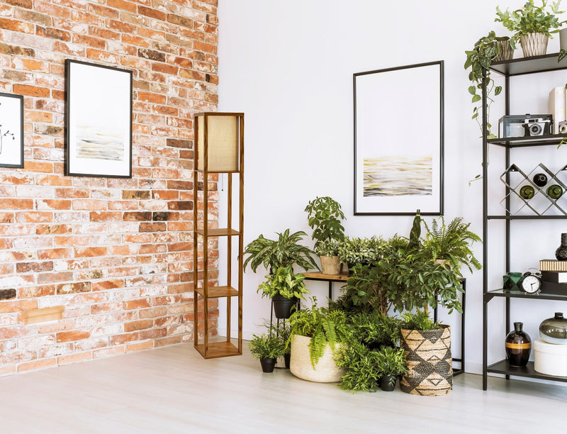 Wright Shelf Floor Lamp in Natural Wood Veneer On Mdf