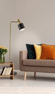 Emmett Floor Lamp in Antique Brass & Black