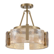Aenon 3-Light Semi-Flush Mount in Brushed Champagne Brass