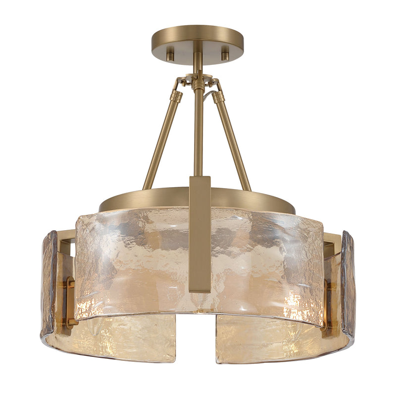 Aenon 3-Light Semi-Flush Mount in Brushed Champagne Brass