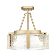 Aenon 3-Light Semi-Flush Mount in Brushed Champagne Brass