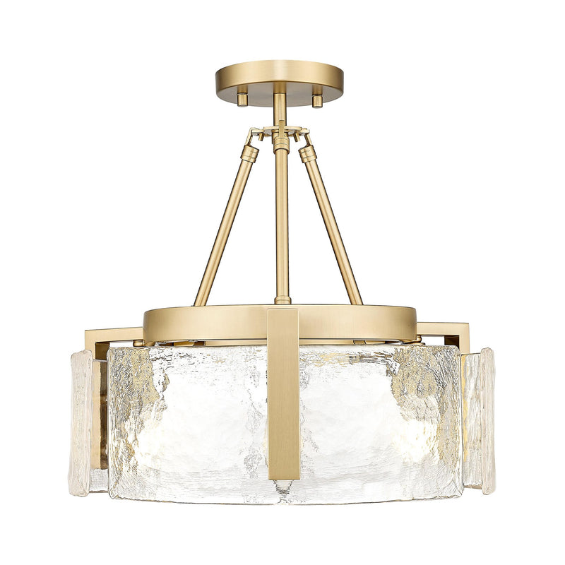 Aenon 3-Light Semi-Flush Mount in Brushed Champagne Brass