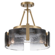Aenon 3-Light Semi-Flush Mount in Brushed Champagne Brass