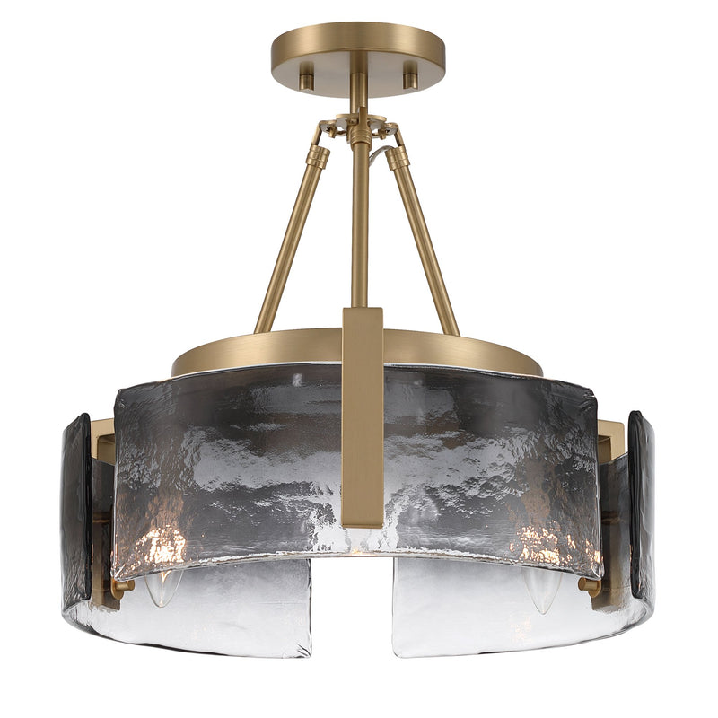 Aenon 3-Light Semi-Flush Mount in Brushed Champagne Brass