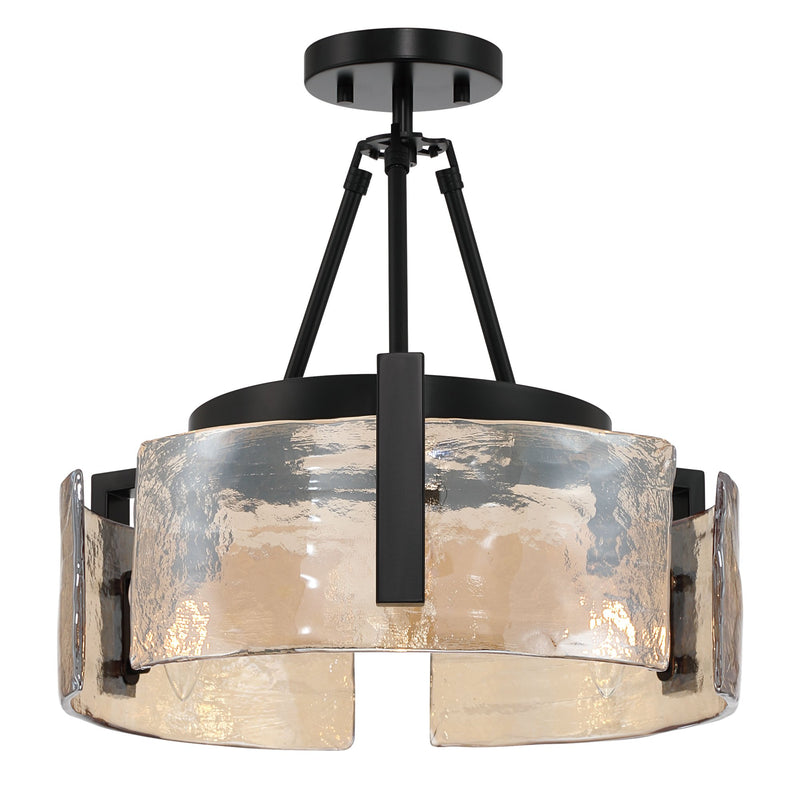 Aenon 3-Light Semi-Flush Mount in Matte Black