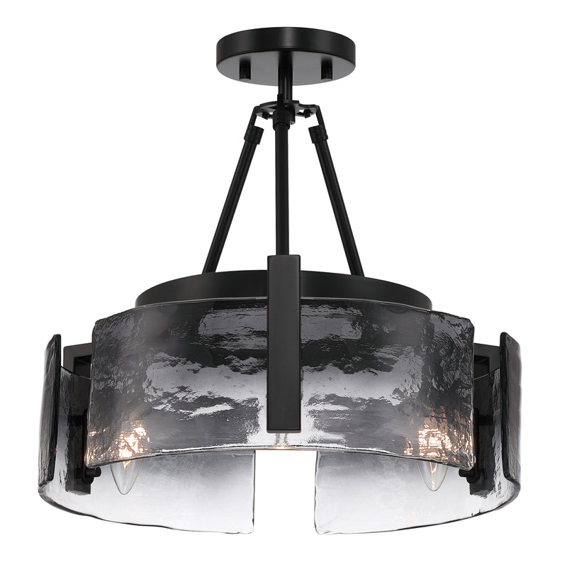 Aenon 3-Light Semi-Flush Mount in Matte Black
