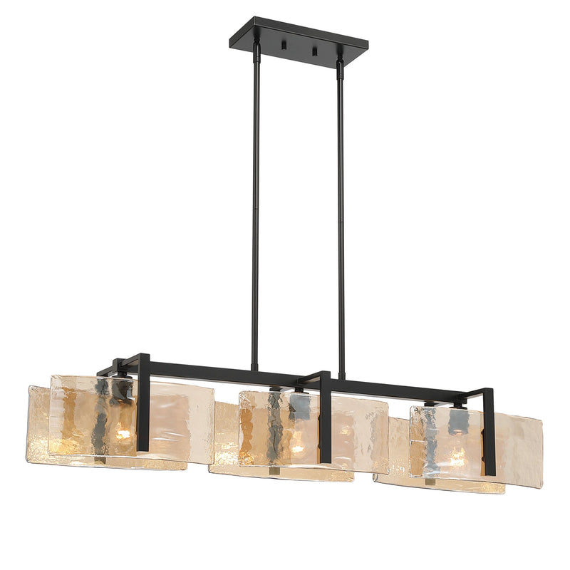 Aenon 3-Light Linear Pendant in Matte Black