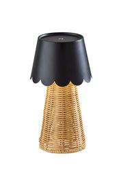 Tory LED Cordless Table Lamp in Black & Rattan