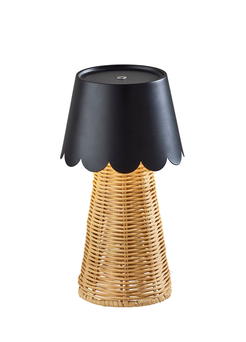 Tory LED Cordless Table Lamp in Black & Rattan