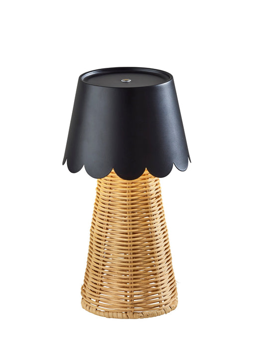 Tory LED Cordless Table Lamp in Black & Rattan