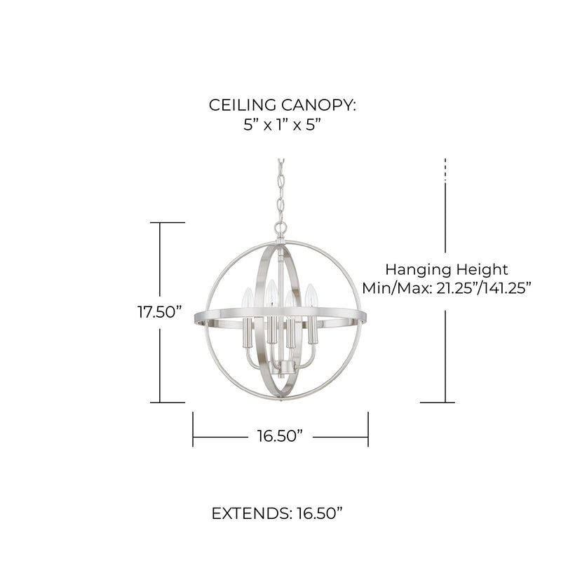 Hartwell Small 4-Light Orb Chandelier in Brushed Nickel