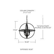 Hartwell Small 4-Light Orb Chandelier in Matte Black
