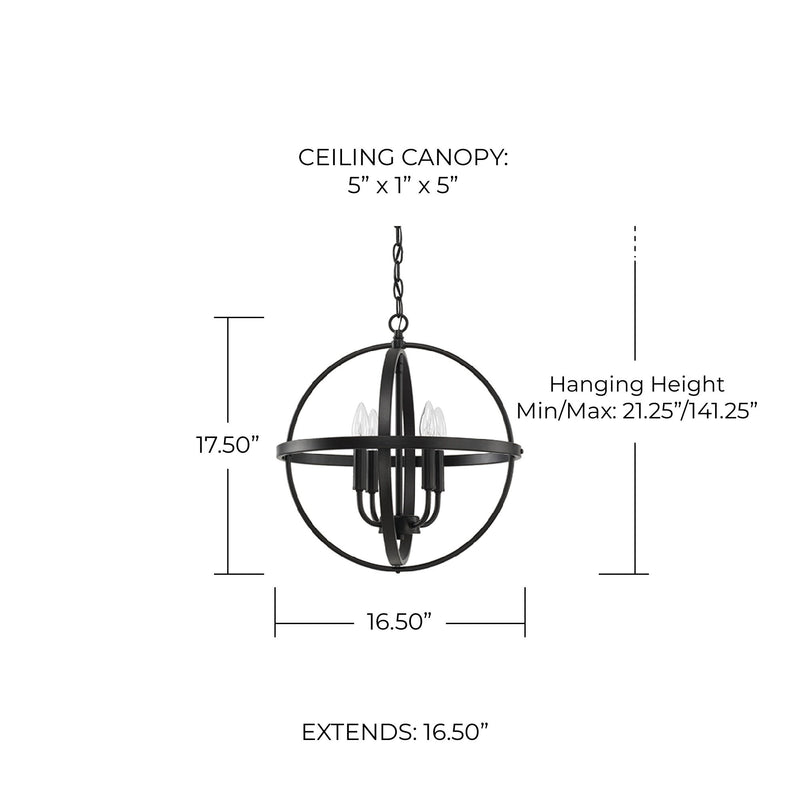 Hartwell Small 4-Light Orb Chandelier in Matte Black