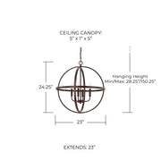 Hartwell Large 4-Light Orb Chandelier in Bronze