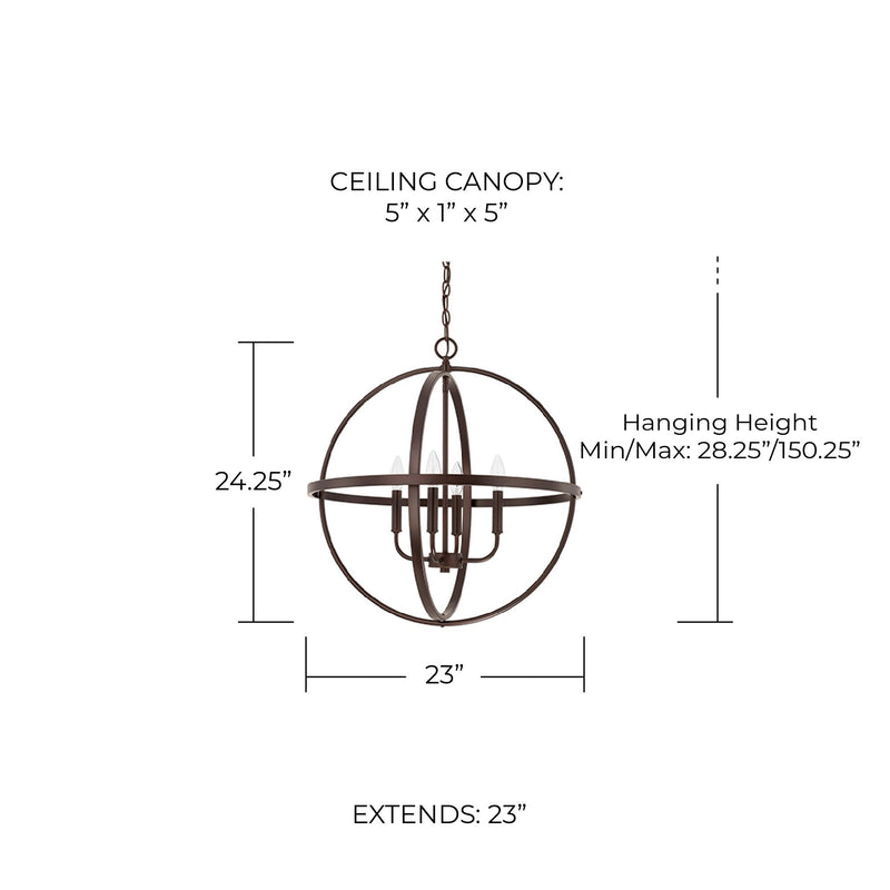 Hartwell Large 4-Light Orb Chandelier in Bronze