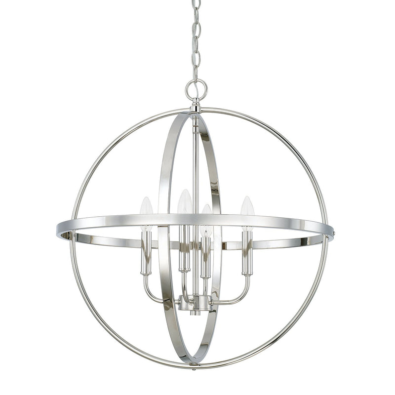 Hartwell Large 4-Light Orb Chandelier in Polished Nickel