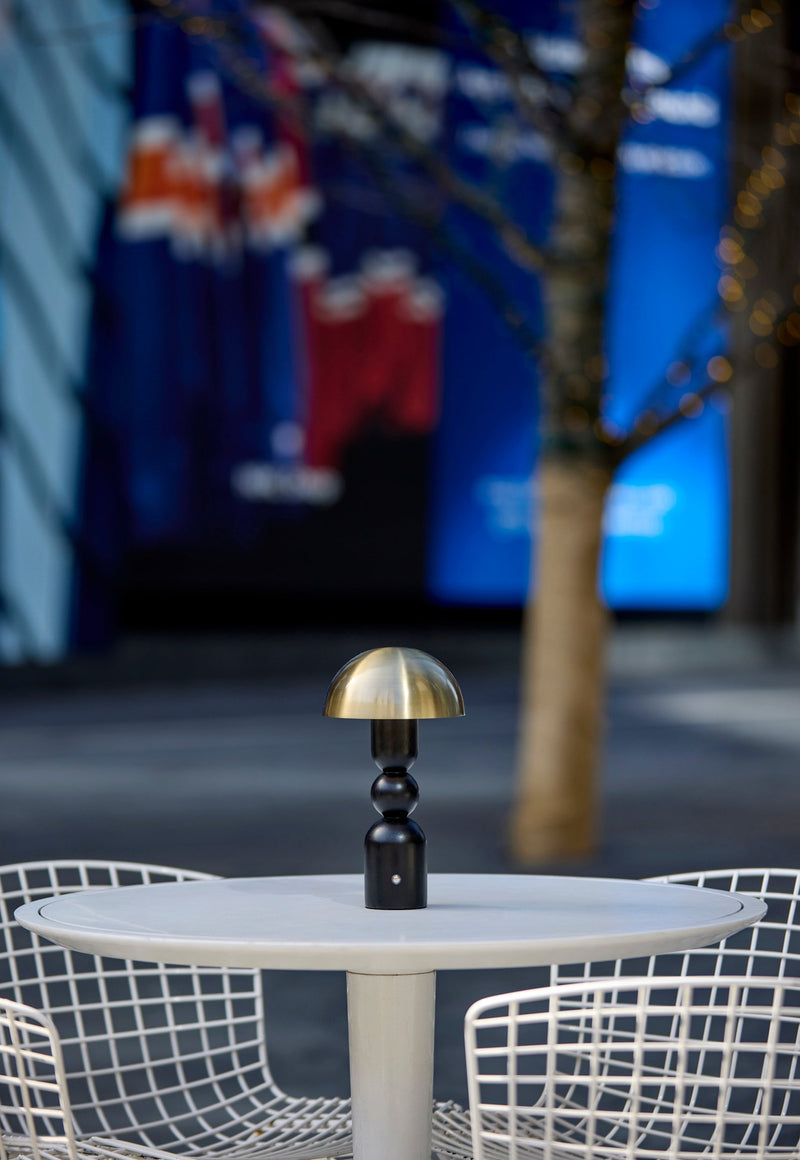Connie Cordless LED Table Lamp in Black & Antique Brass