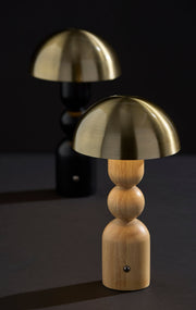 Connie Cordless LED Table Lamp in Natural & Antique Brass