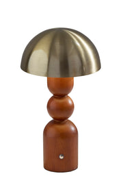 Connie Cordless LED Table Lamp in Walnut & Antique Brass