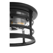 Haley 11" 2 Light Outdoor Ceiling Mount in Textured Black
