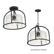 Del Mar 1 Light Convertible Outdoor Semi-Flush Mount in Blacksmith