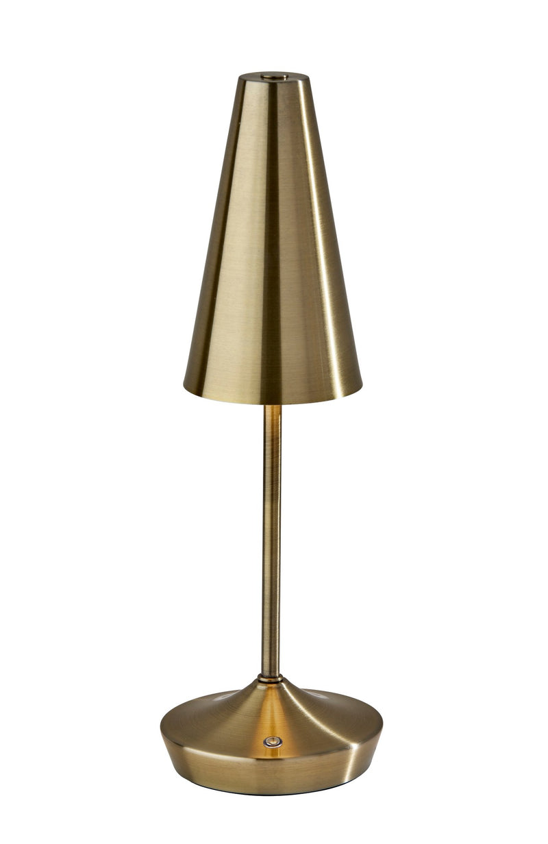 Flynn LED Cordless Table Lamp in Antique Brass