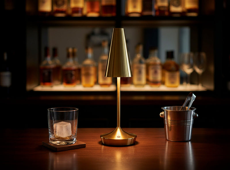 Flynn LED Cordless Table Lamp in Antique Brass