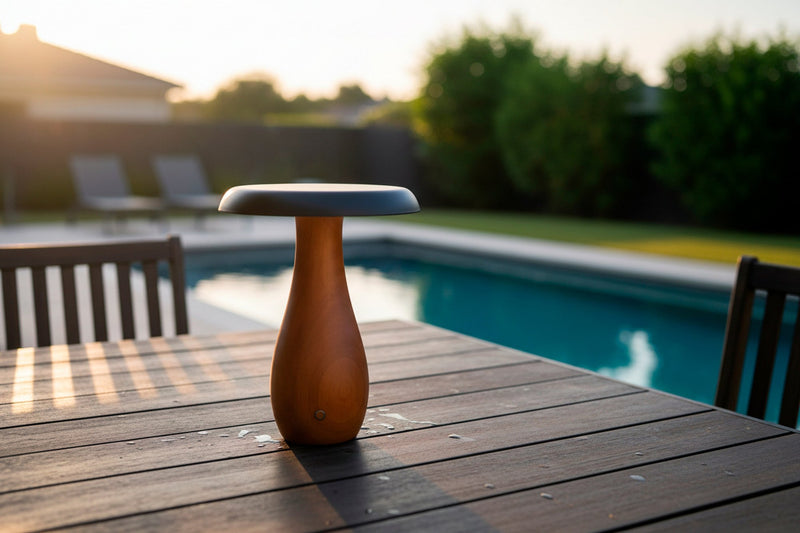 Naya LED Cordless Table Lamp in Walnut Wood Base