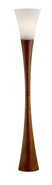 Espresso Torchiere Floor Lamp in Walnut Poplar Wood