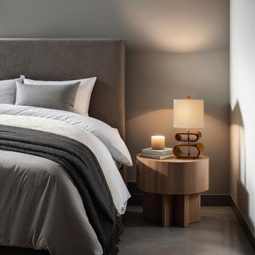Rhythm Table Lamp in Walnut Pvc Veneer On Mdf