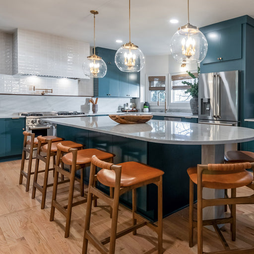 Mid Century 4-Light Pendant in Aged Brass