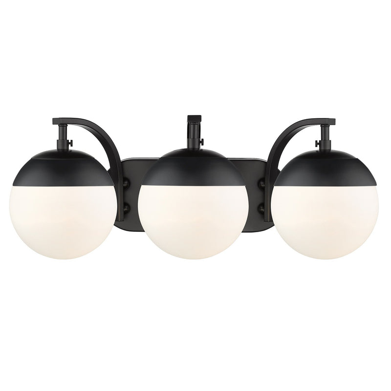 Dixon 3-Light Opal Glass Bath Vanity Light in Matte Black