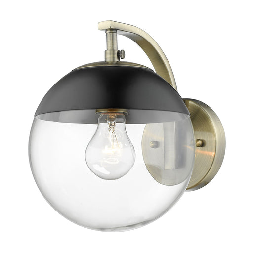 Dixon Clear Glass Bath Sconce in Aged Brass