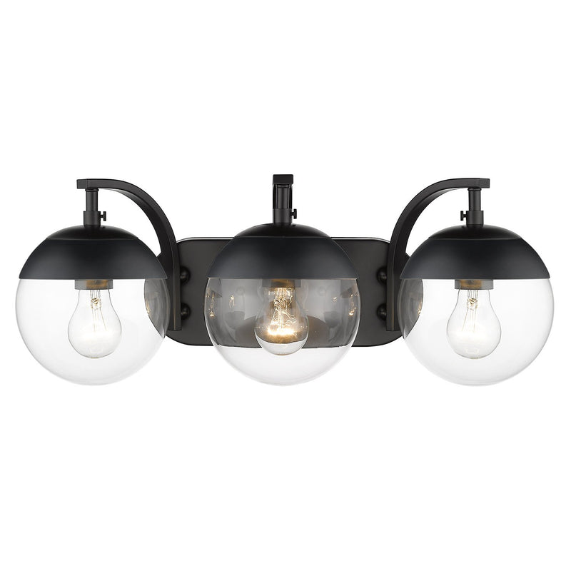 Dixon 3-Light Clear Glass Bath Vanity Light in Matte Black