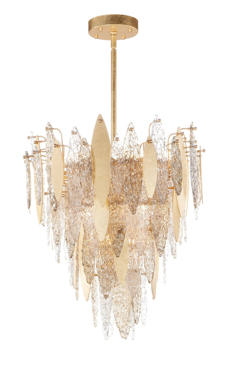 Majestic 12 Light Pendant in Gold Leaf