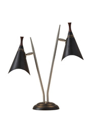 Draper 2-Light Desk Lamp in Brushed Steel/Black Painted W. Wood
