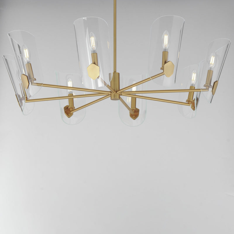 Armory 8 Light Chandelier in Natural Aged Brass
