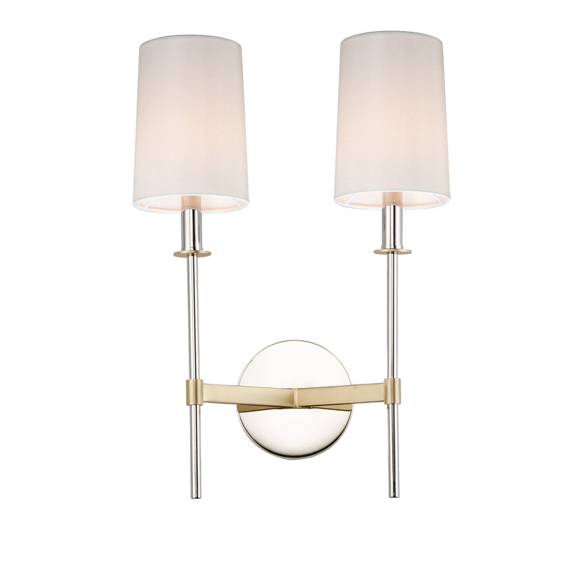 Uptown 2 Light Wall Sconce in Satin Brass / Polished Nickel