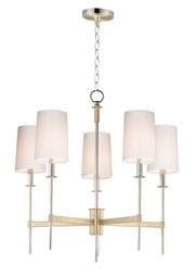 Uptown 5 Light Chandelier in Satin Brass / Polished Nickel
